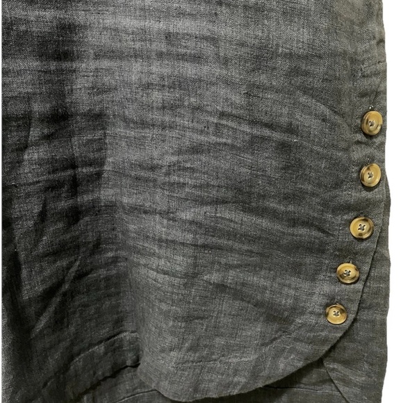 Tahari Women's Size Medium Blue Linen Dress Sleeveless V Neck Shirt Dress - Picture 3 of 7